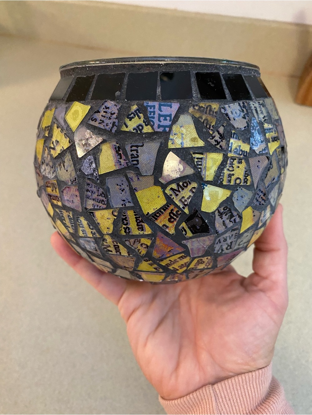 Glass Mosaic candle holder